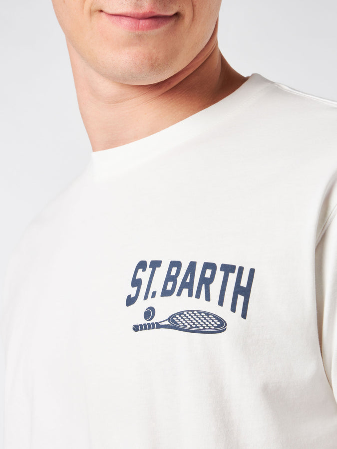 Mc2 Saint Barth T-shirt da uomo in cotone pesante con stampa Padel