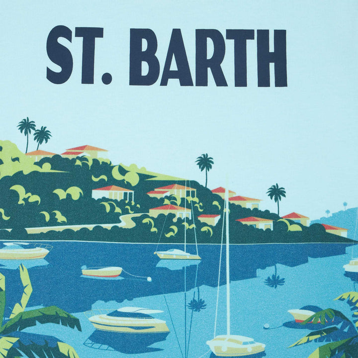 Boy cotton t-shirt with St. Barth postcard print - MC2 Saint Barth