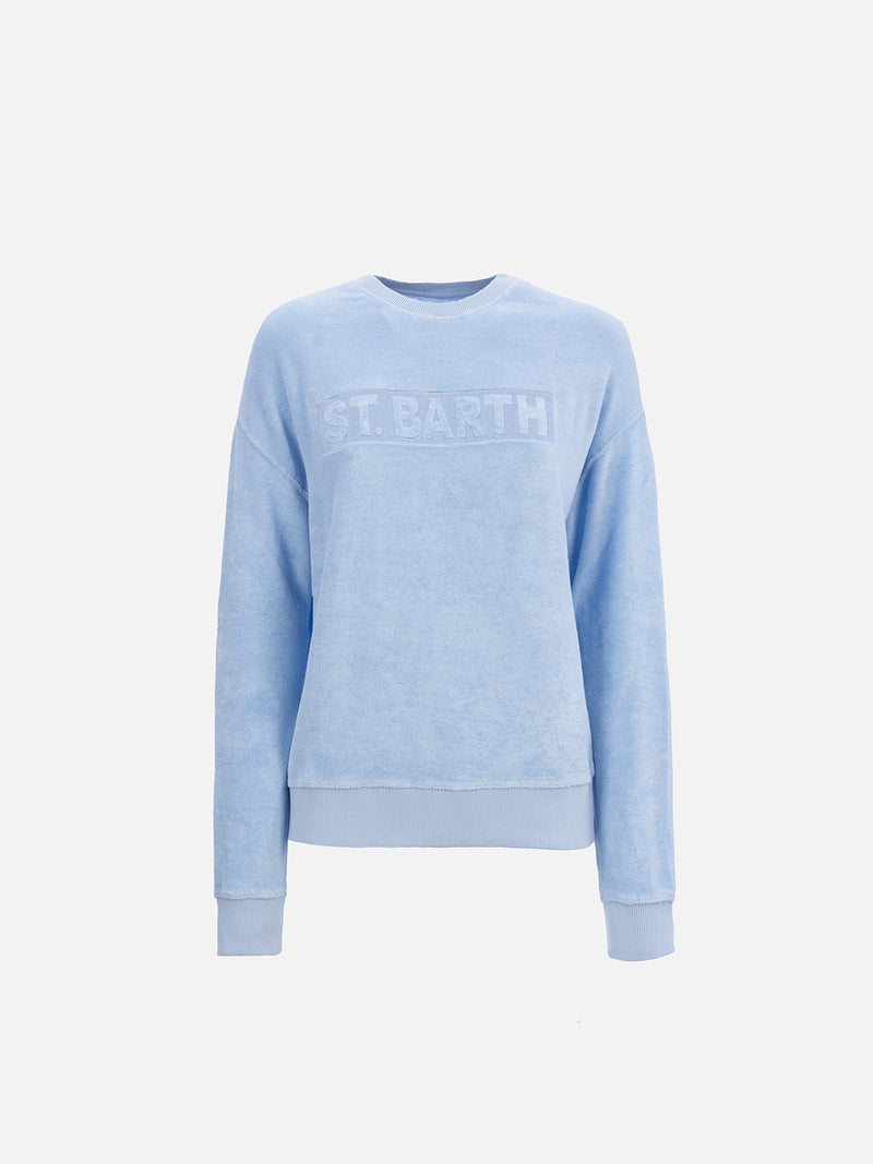 Woman light blue terry cotton Stardust sweatshirt