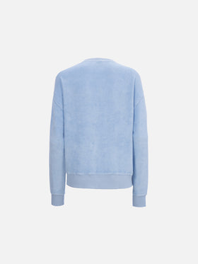 Sudadera Stardust de mujer en rizo de algodón azul claro 