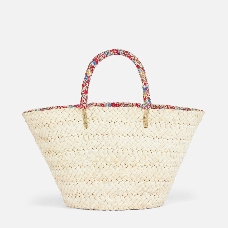 Woman small straw bag with embroidery