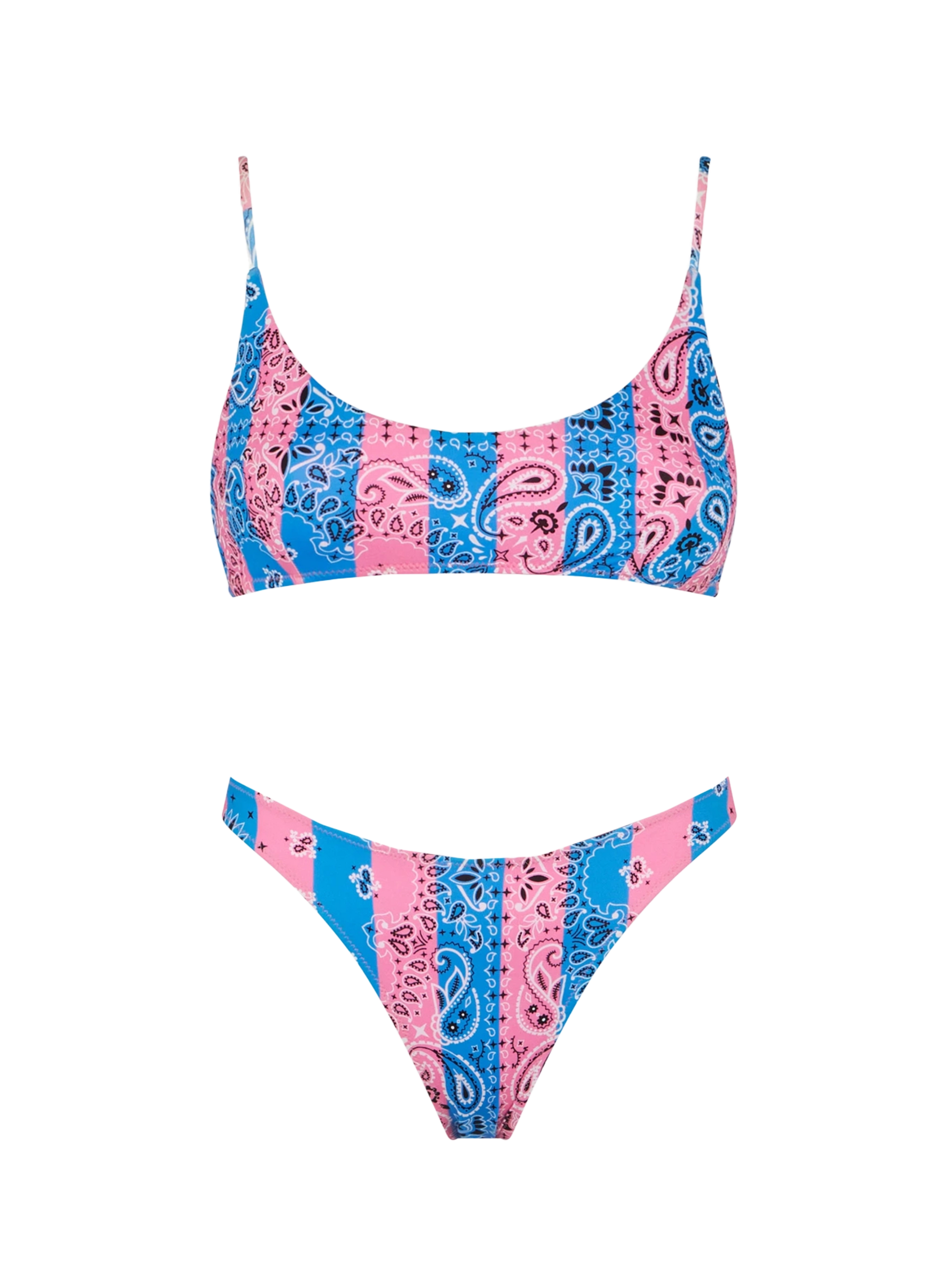 Woman bralette bikini with striped bandanna print - MC2 Saint Barth