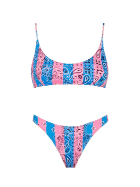 Woman bralette bikini with striped bandanna print - MC2 Saint Barth