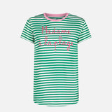 Grünes Baumwoll-T-Shirt mit Madame à la plage-Stickerei