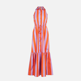 Woman halterneck dress with striped print - MC2 Saint Barth