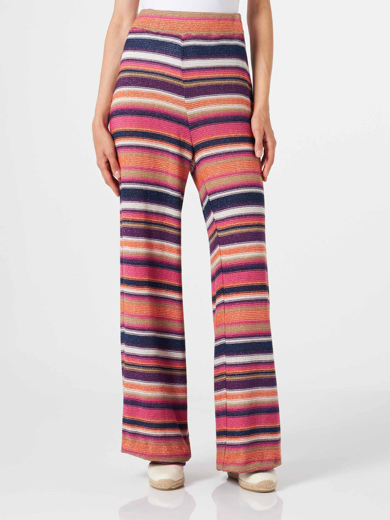 Knitted striped palazzo pants