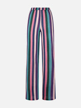 Pantaloni a palazzo in maglia multicolore