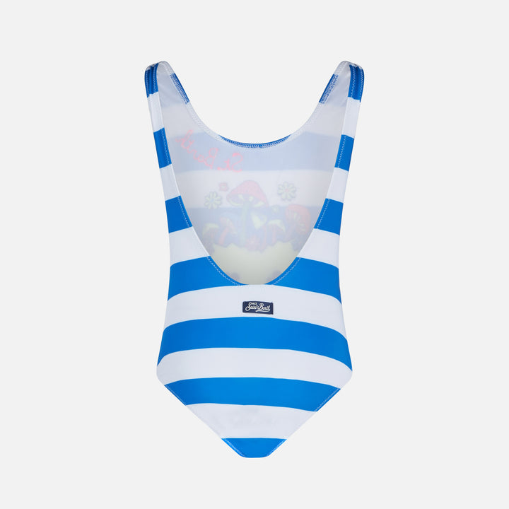 Girl one piece swimsuit with '70 smile print - MC2 Saint Barth