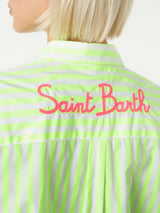 Gestreiftes Baumwollhemd mit Saint-Barth-Stickerei