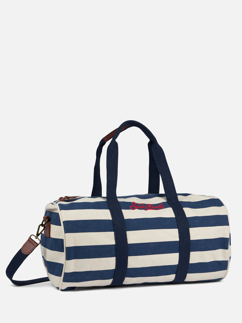 Reisetasche mit blauen Streifen