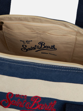 Travel duffel bag with blue stripes - MC2 Saint Barth