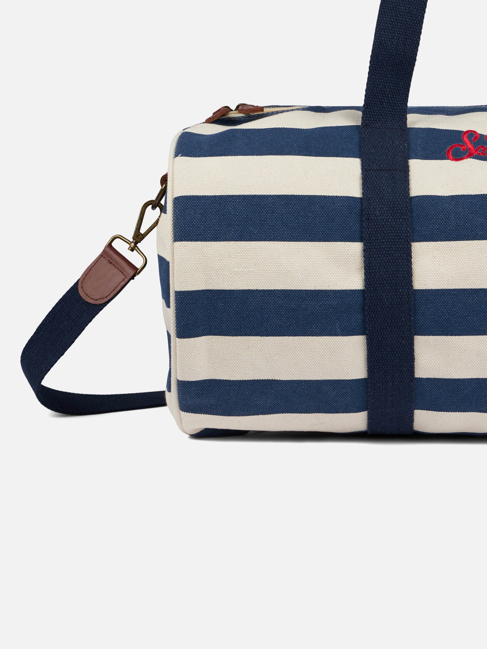 Travel duffel bag with blue stripes - MC2 Saint Barth