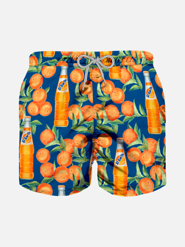 Jungen-Badeshorts mit Orangen-Print