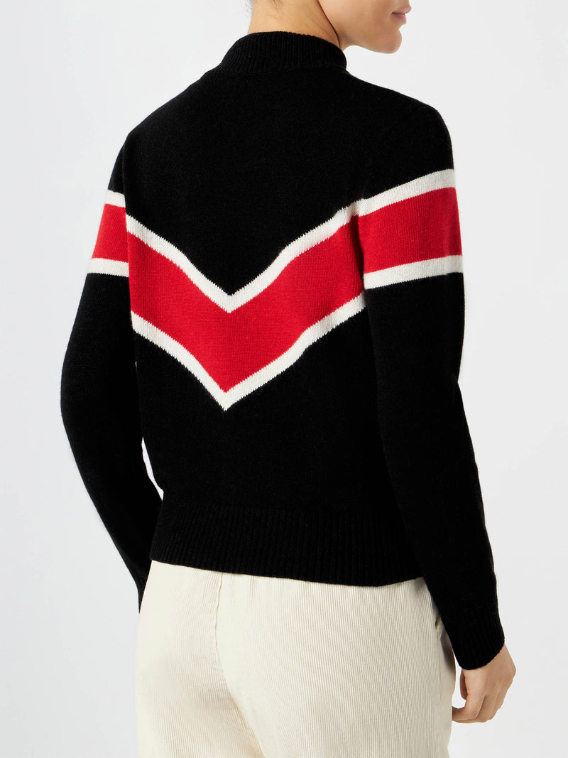 Woman half-turtleneck sweater with Maestra di chic embroidery