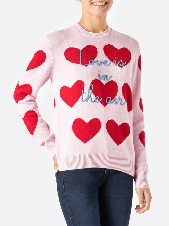 Maglione da donna con stampa cuori