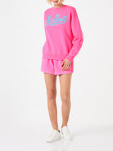 Damen-Sweatshirt in Neonrosa mit St. Barth-Stickerei