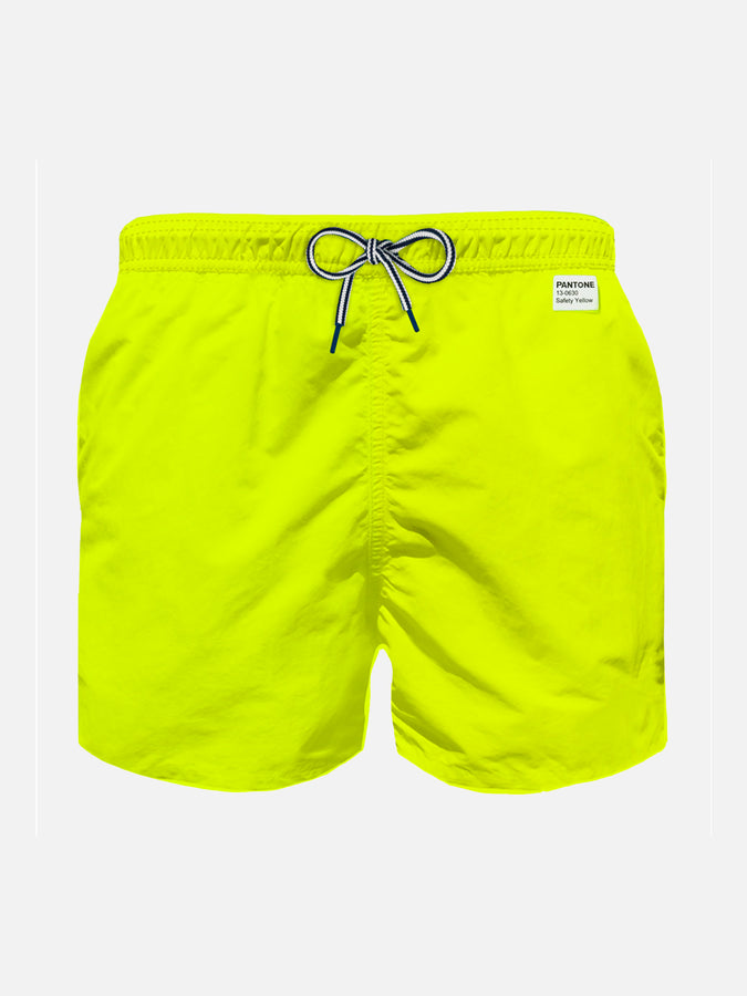 Mc2 Saint Barth Costume da bagno da bambino giallo fluo in tessuto leggero | Edizione speciale Pantone™