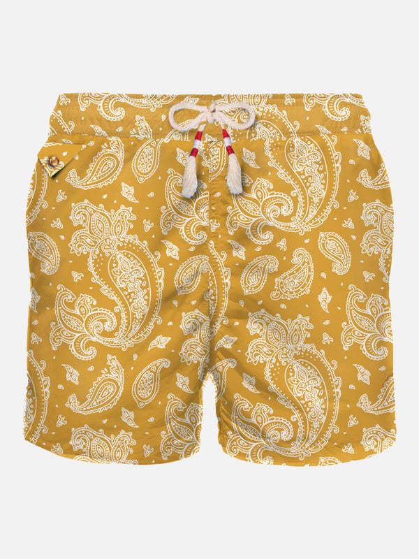 Man light fabric swim shorts with paisley print