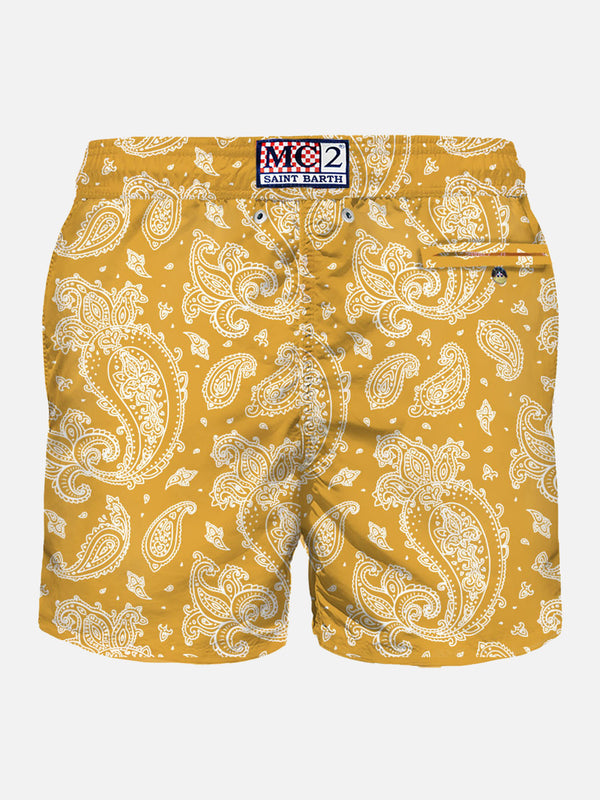 Man light fabric swim shorts with paisley print