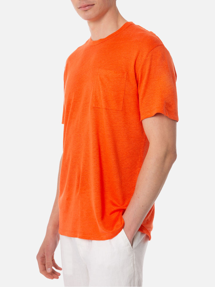 Man orange linen jersey t-shirt - MC2 Saint Barth
