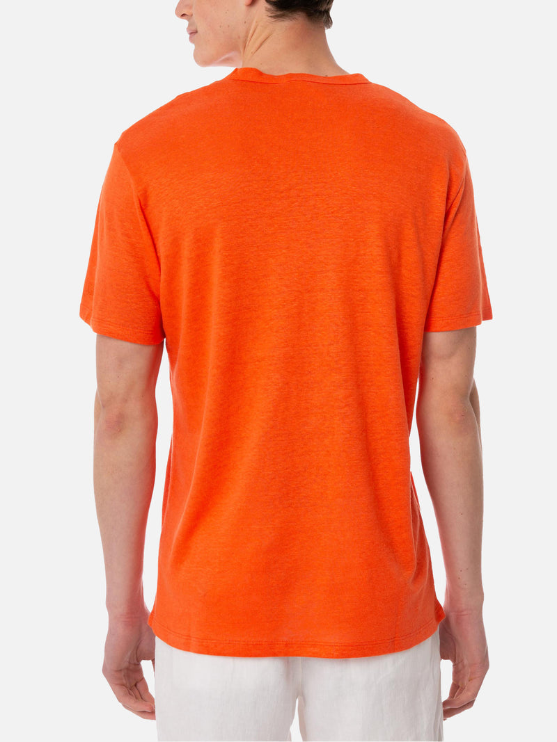 T-shirt da uomo in jersey di lino arancione