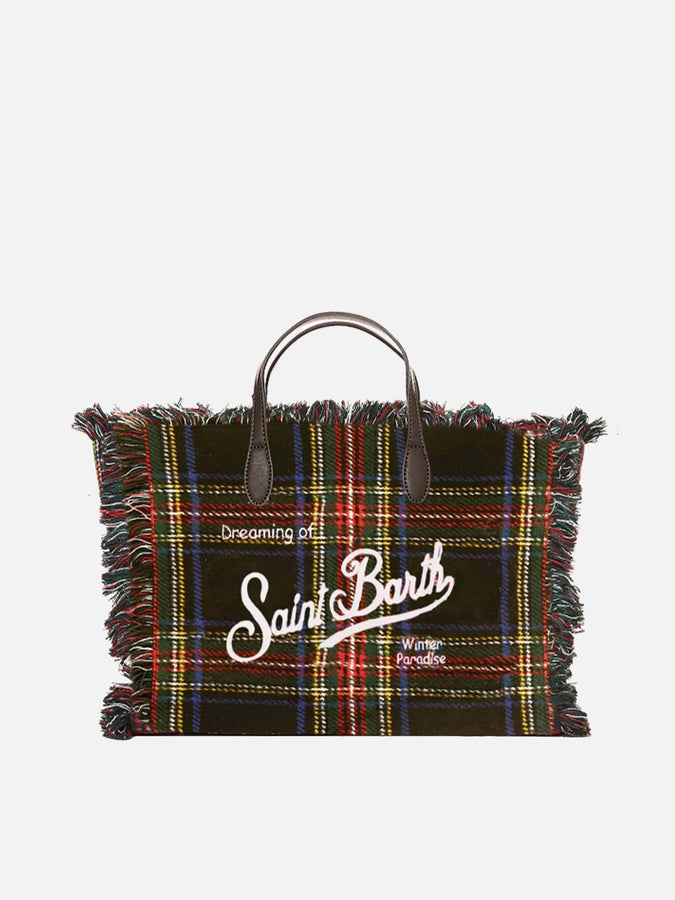 Mc2 Saint Barth Borsa Colette in tartan blu lanoso