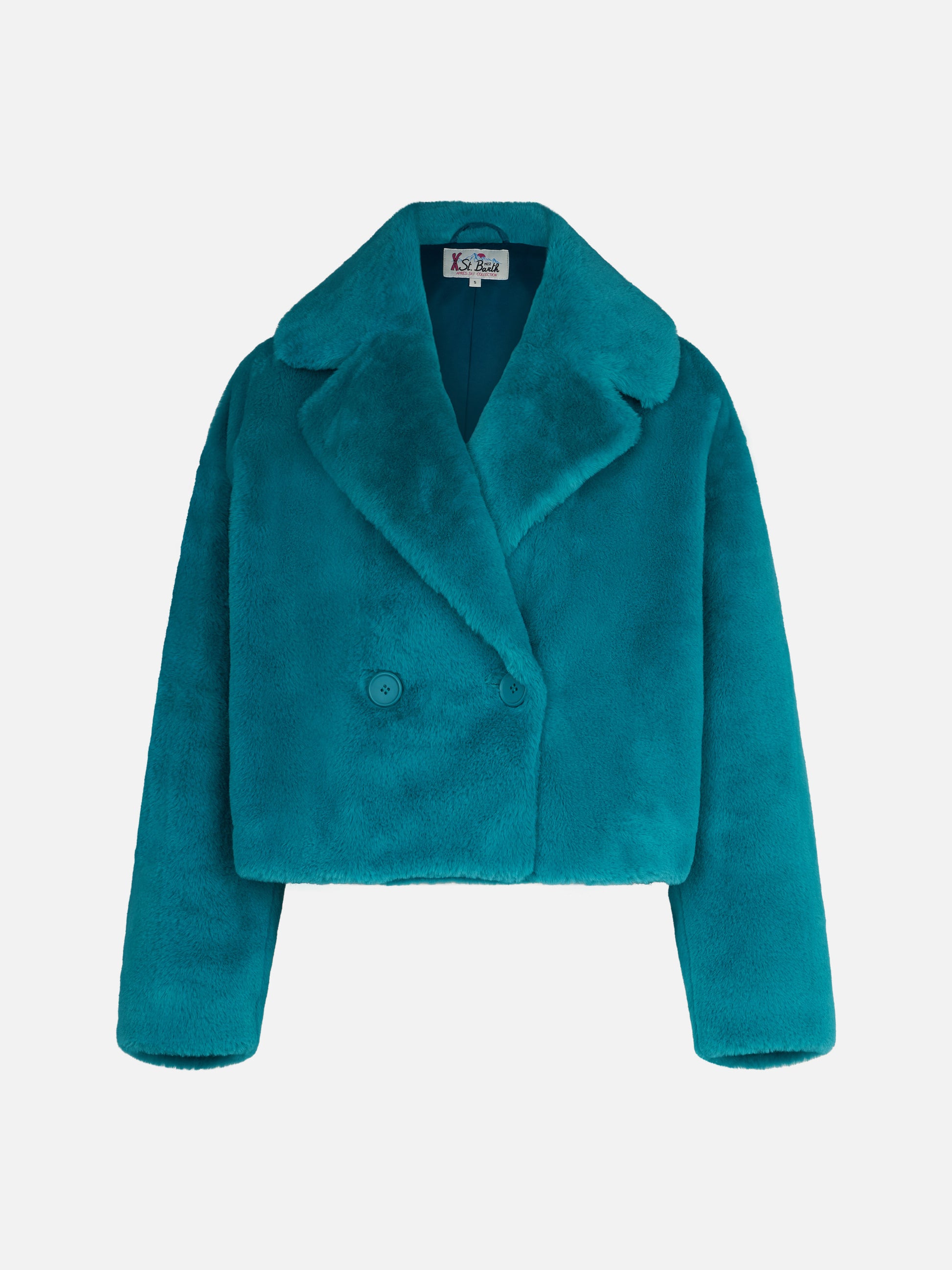 Woman furry short teal jacket - MC2 Saint Barth
