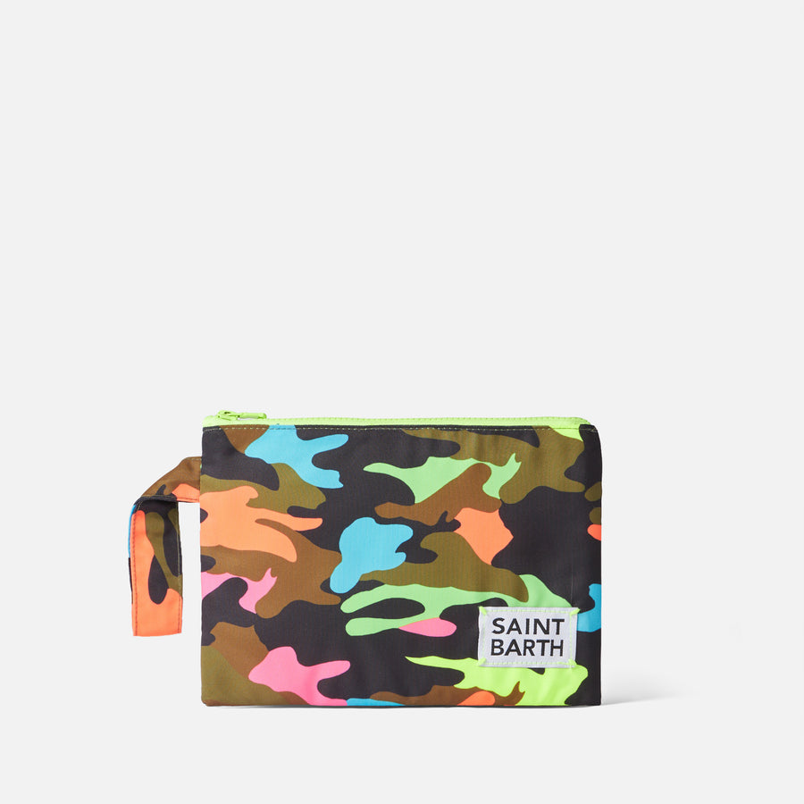 Mc2 Saint Barth Pochette Pareasy in nylon con stampa camouflage fluo