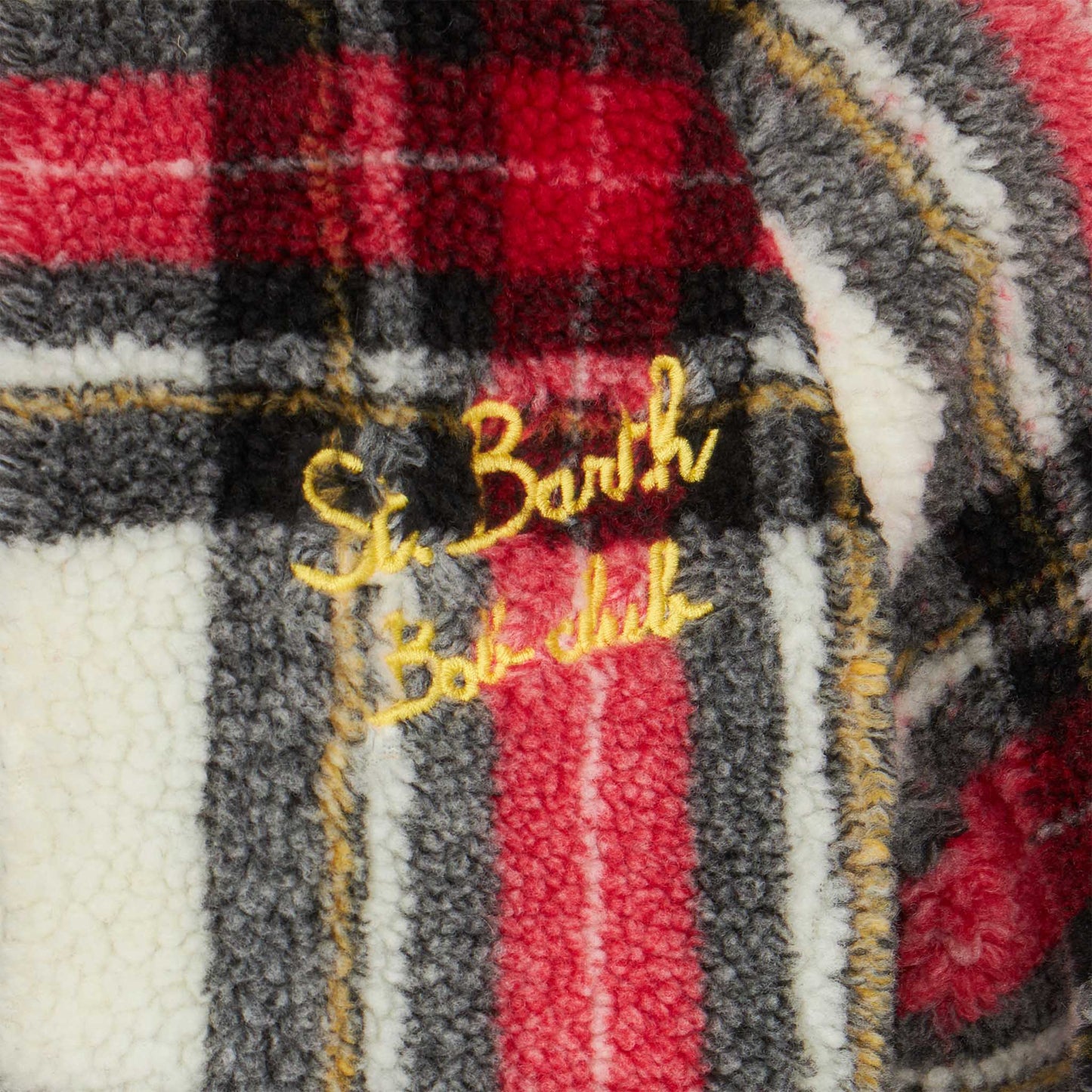 Kids tartan sherpa jacket with St. Barth Bob Club embroidery - MC2 Saint Barth