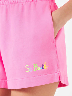 Kurze Damenhose aus fluorosa Baumwolle