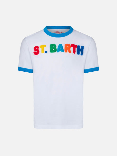 Boy cotton t-shirt with multicolor lettering - MC2 Saint Barth