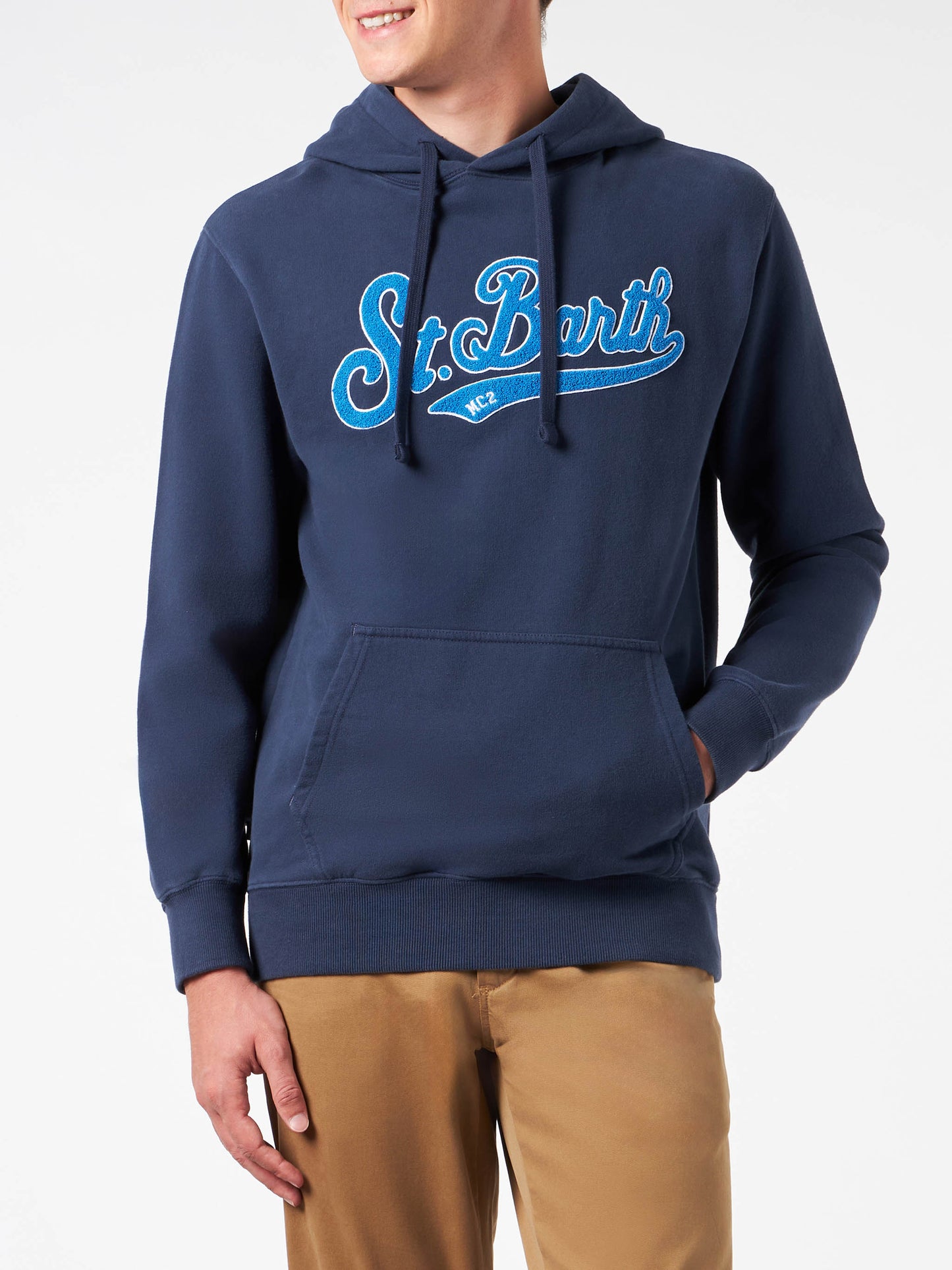 Man blue hoodie with St. Barth terry patch - MC2 Saint Barth