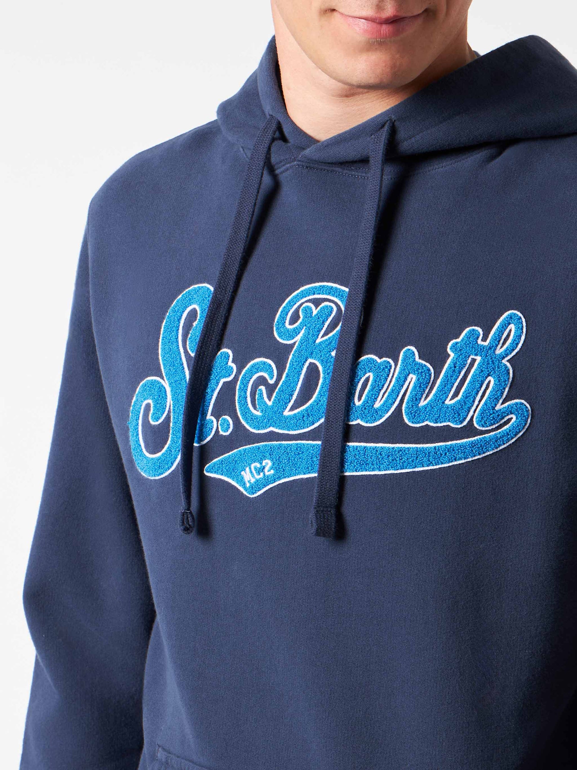 Man blue hoodie with St. Barth terry patch - MC2 Saint Barth