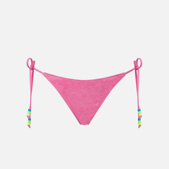 Woman pink terry swim briefs with side laces - MC2 Saint Barth