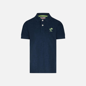 Boy blue terry polo with palm embroidery - MC2 Saint Barth