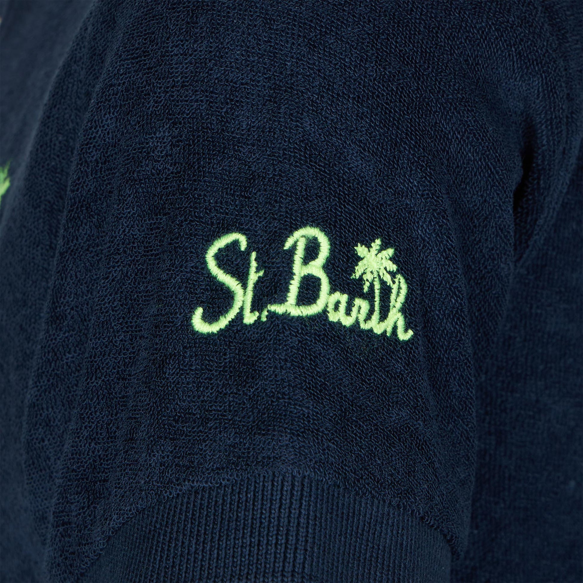 Boy blue terry polo with palm embroidery - MC2 Saint Barth