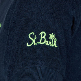 Boy blue terry polo with palm embroidery - MC2 Saint Barth