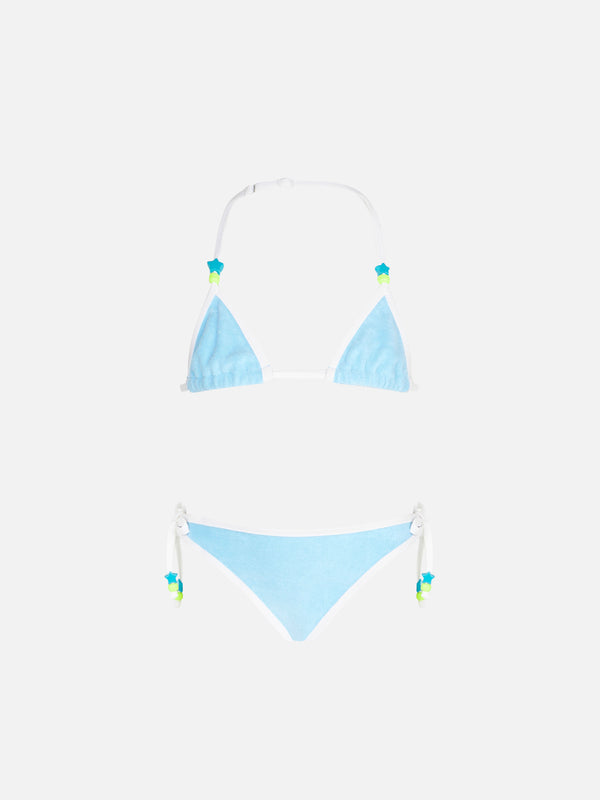 Hellblauer Frottee-Triangel-Bikini für Mädchen