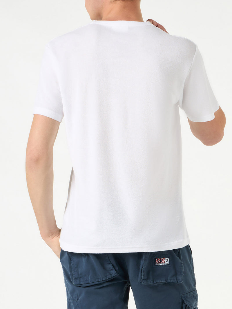 T-shirt uomo bianca in spugna con taschino