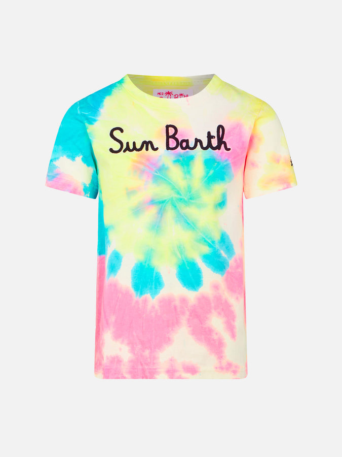 Mc2 Saint Barth T-shirt da bambino con stampa tie dye e ricamo Sun Barth