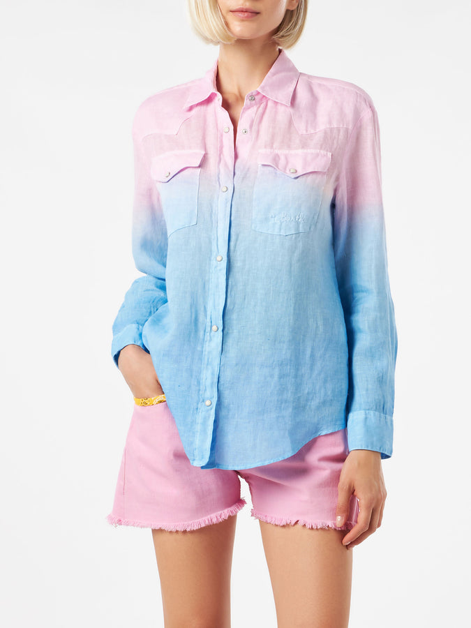 Mc2 Saint Barth Camicia da donna dai colori sfumati rosa e blu