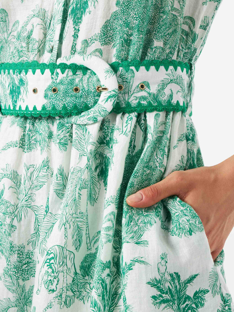 Jungle print linen short dress Daisy