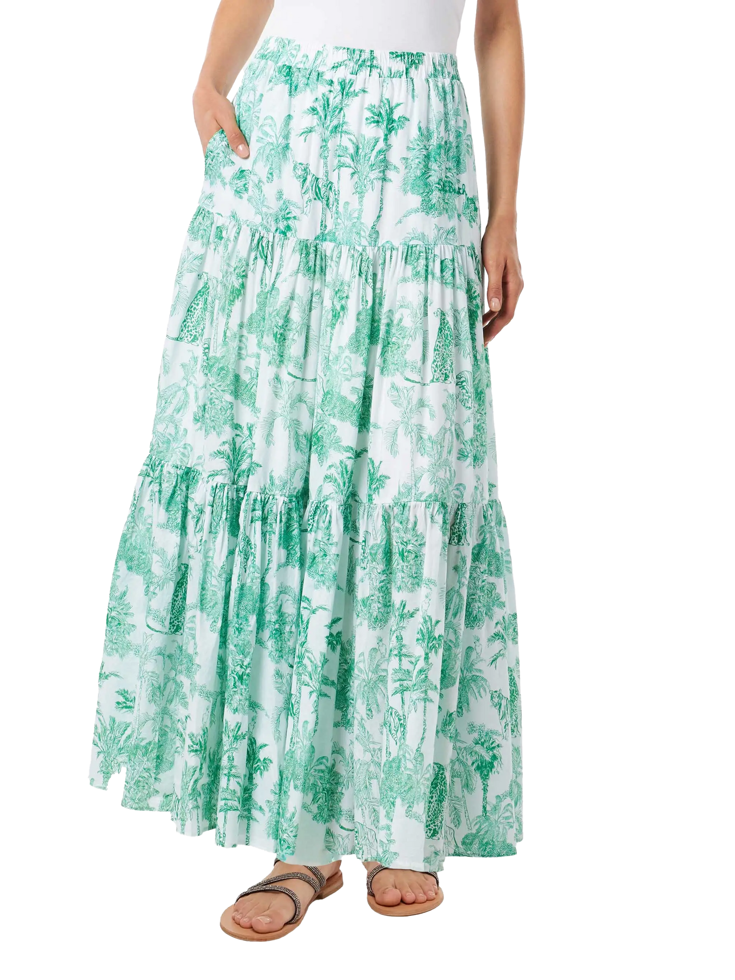 Woman cotton long skirt with jungle print - MC2 Saint Barth