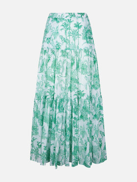 Woman cotton long skirt with jungle print - MC2 Saint Barth