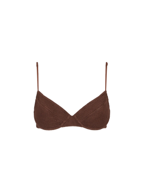 Woman brown crinkle underwired bralette swimsuit - MC2 Saint Barth