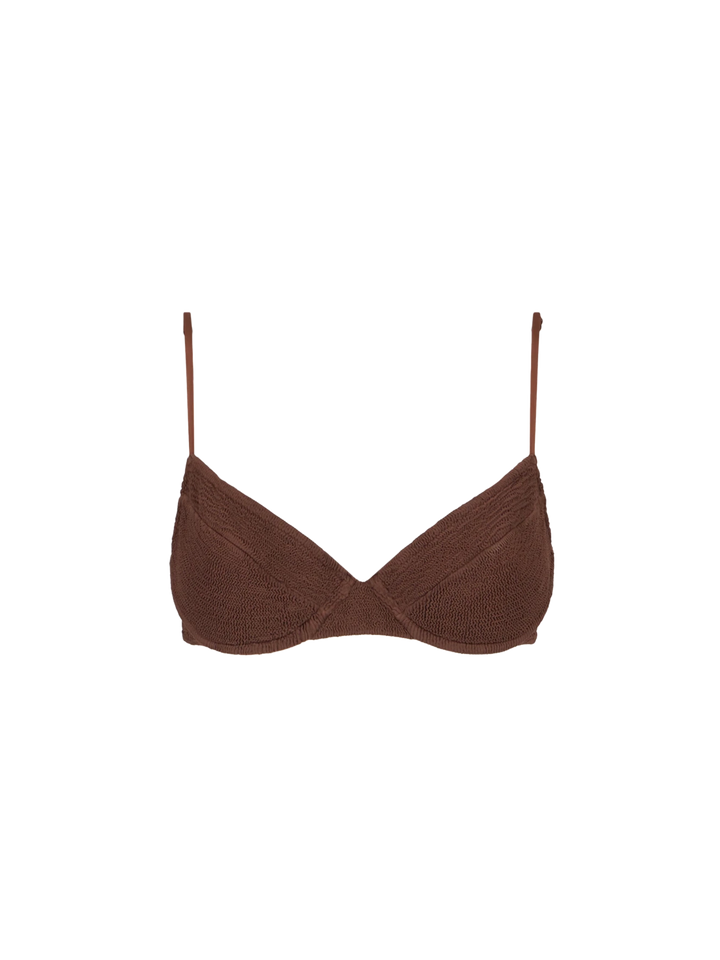 Woman brown crinkle underwired bralette swimsuit - MC2 Saint Barth
