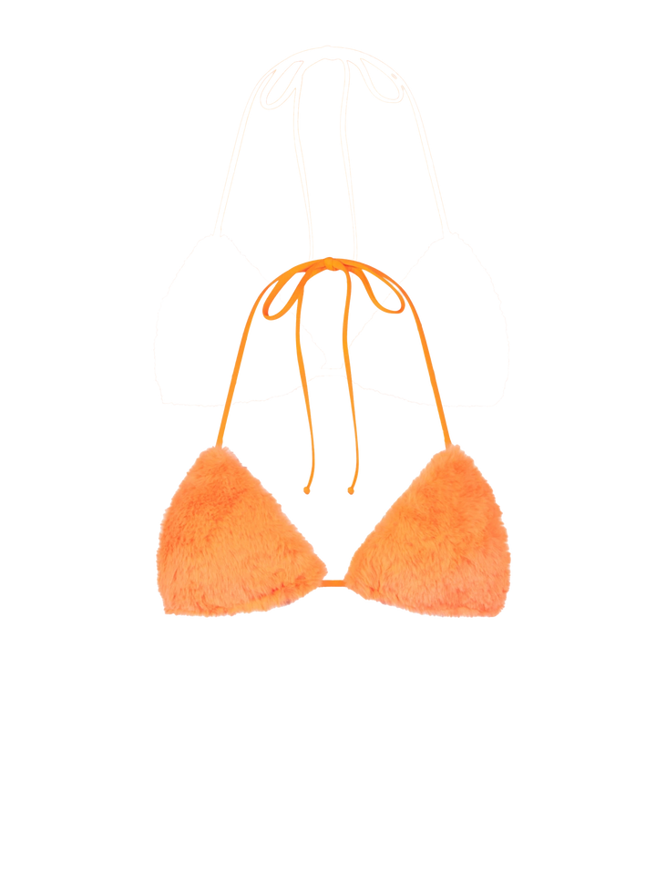 Woman orange fluo furry triangle top swimsuit - MC2 Saint Barth