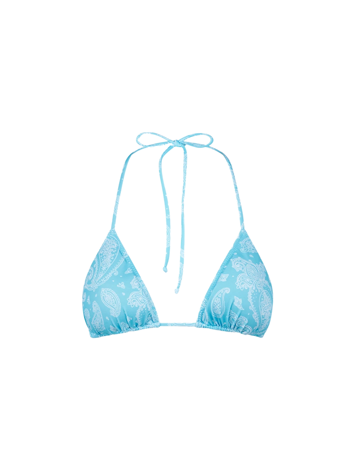 Woman light blue triangle top with paisley print - MC2 Saint Barth