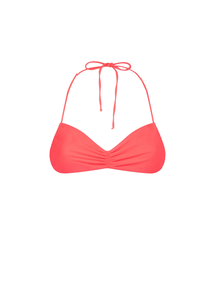 Woman fluo red bandeau top swimsuit