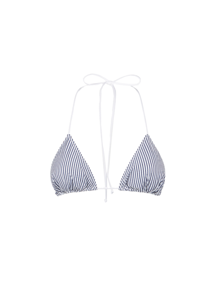 Woman seersucker triangle top with striped print - MC2 Saint Barth